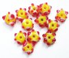 12 8-10mm Yellow, White, & Red Bumpy Beads